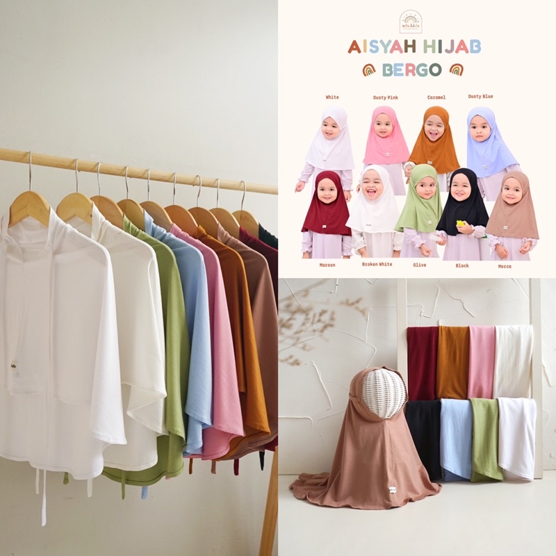 AISYAH Hijab Bergo Jilbab Instant Anak 1-9thn / Jilbab Instant Anak SDS Kids