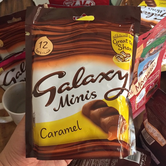 [SALE] Galaxy minis caramel, 12 bars, coklat arab, halal