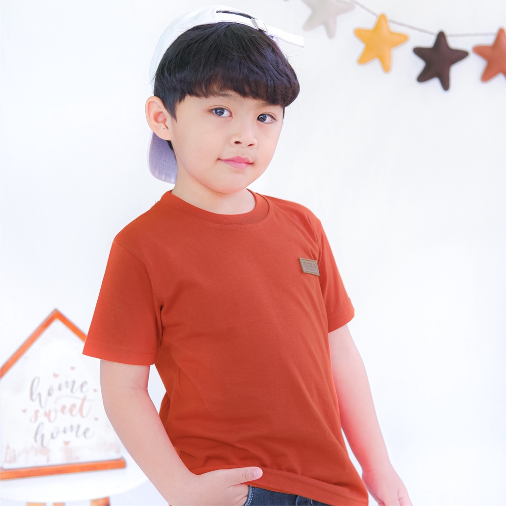 Kaos Polos Anak Laki Laki Perempuan Branded Premium Original | Mevla Kids - Kenzi Cinnamon