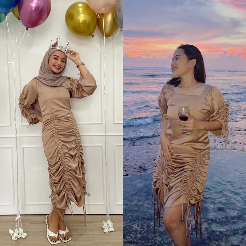 Preloved zisallection Glamour Dress / Prom Dress / Birthday Dress / New year Dress / Satin Dress / D