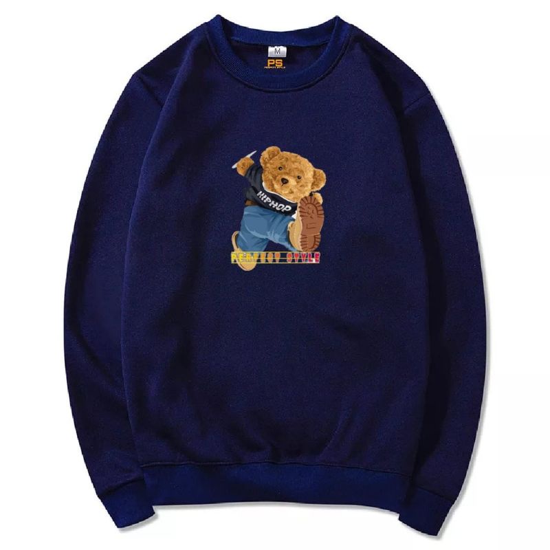 APPAREL Sweater crewneck pria motif BEAR HIPHOP bisa bayar di tempat