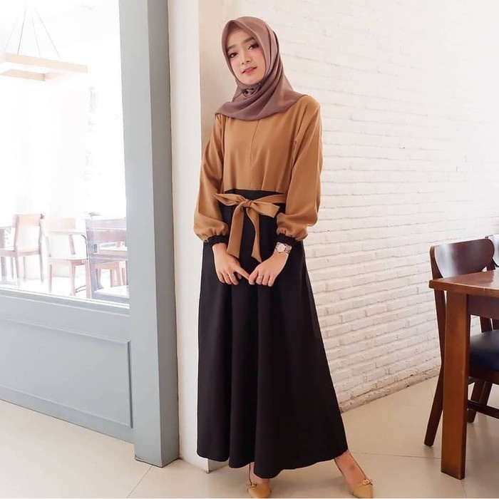 TESSA DRESS Mosscrape Pakaian Wanita Baju Muslim Gamis Modern Trendy Dress Muslimah Casual 2022