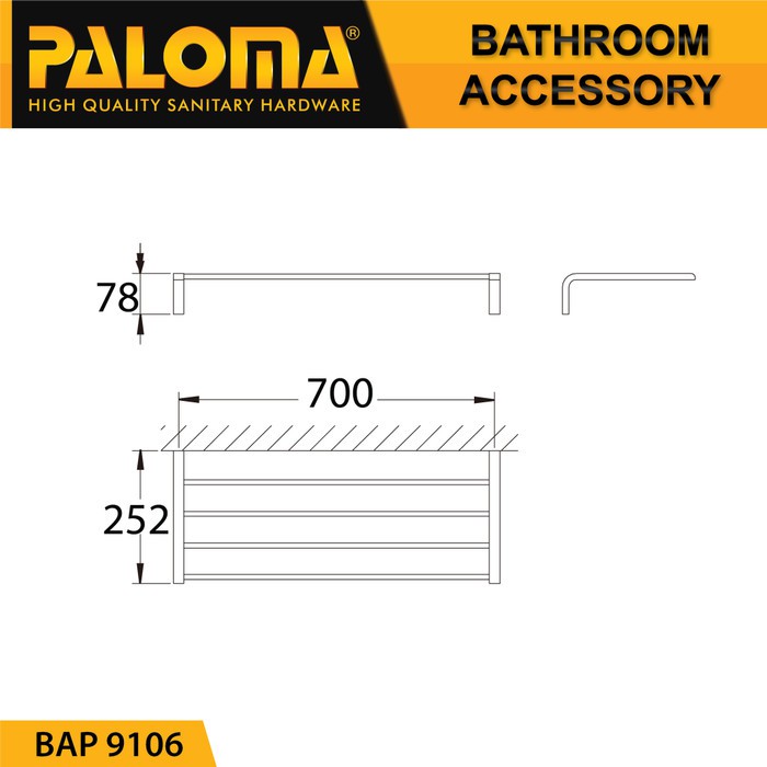 PALOMA BAP 9106 Rak Handuk Baju Gantungan Hanger Dinding Kamar Mandi