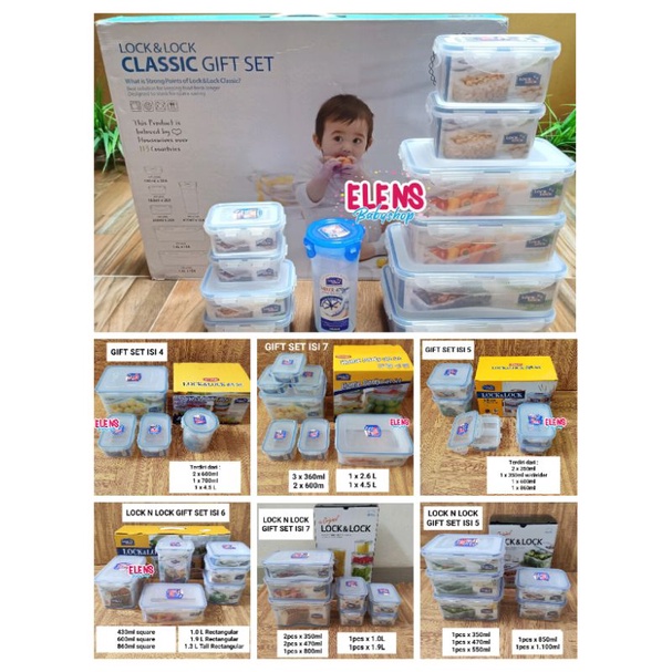 Lock & Lock gift set container wadah kotak makan sayuran lauk kulkas lunch box set plastik
