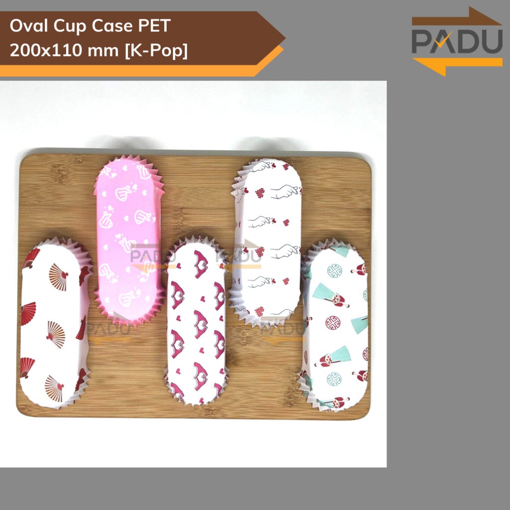 [100 Pcs] Oval Cup Case Roti (K-Pop) 200x110mm - Kertas Cup Roti Oval