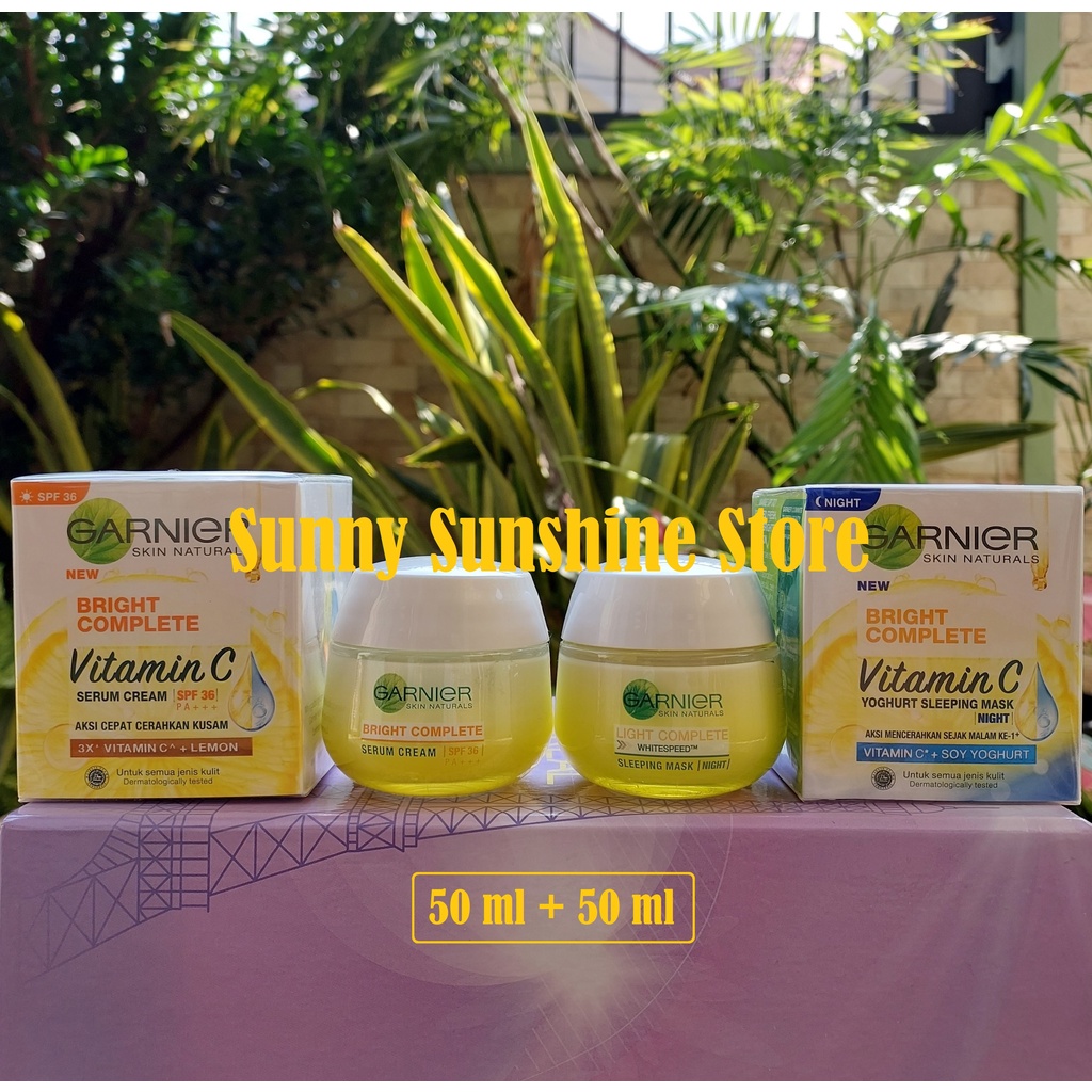 [2 PCS] Paket Skincare Garnier Bright Complete Kulit Kusam Flek Hitam Bekas Jerawat | Bundle Vitamin