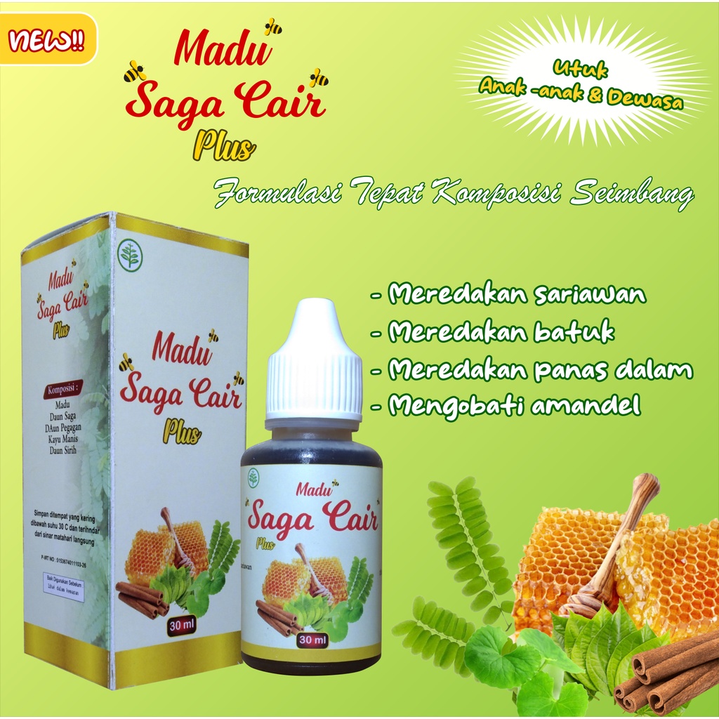 Madu Saga Cair 30 ml Untuk Meredakan Batuk Dan Sariawan