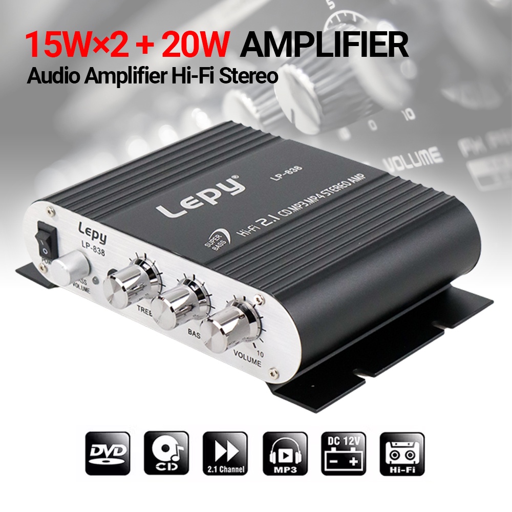 Ampli Amplifier Treble Bass Booster  Stereo HIPI Lepy