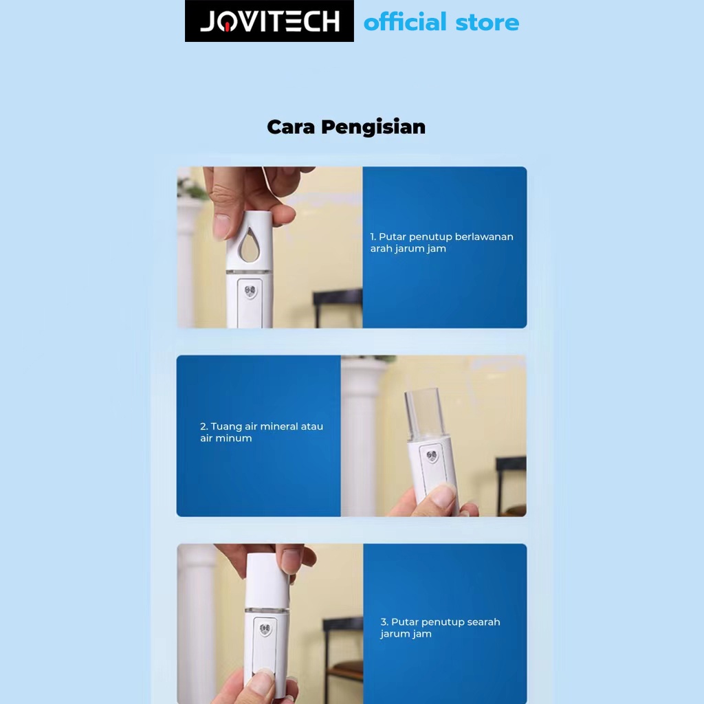 【COD】Jovitech Nano Spray Cermin Perawatan Wajah Mini Portable USB Mist Sprayer Pelembab Wajah