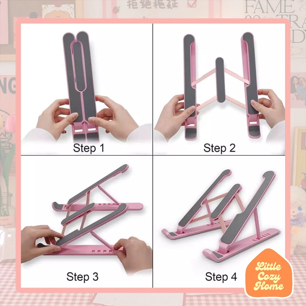 Adjustable Laptop / Dudukan Laptop / Folding Stand Holder Laptop Macbook Notebook IPAD / Dudukan Lipat Anti Slip