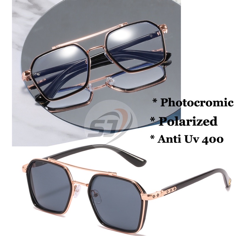 Original Kacamata Photocromic Polarized UV 400 Sports Sunglasses Kacamata Pria Keren Kacamata mengem