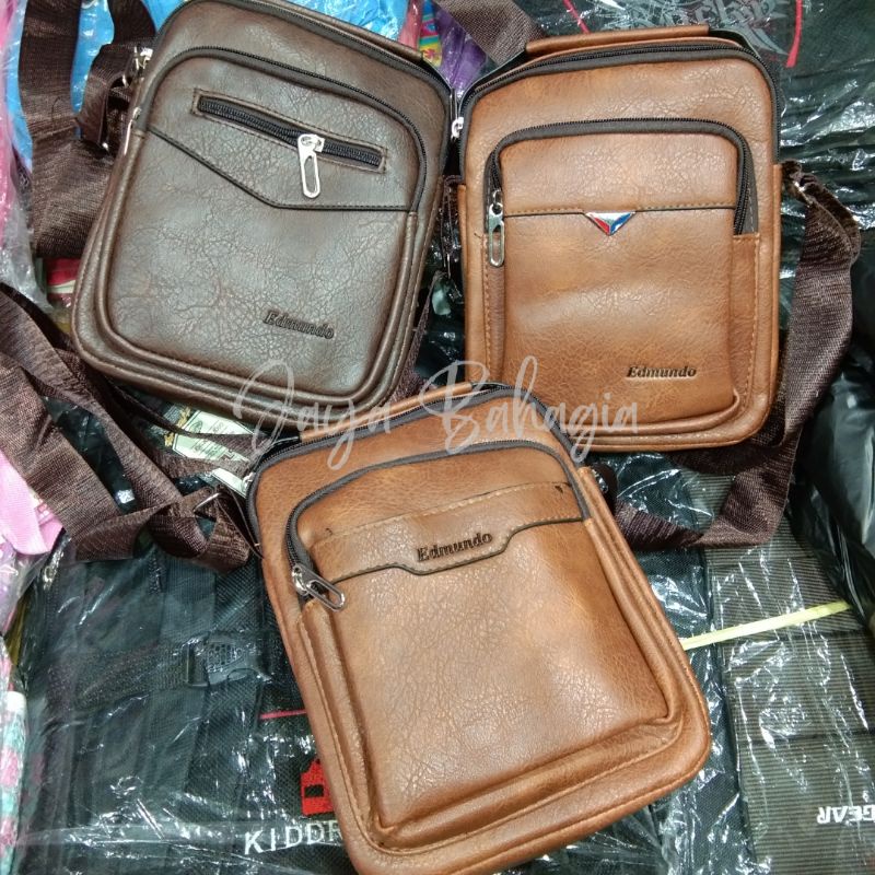 Tas Selempang Kecil USB Edmundo Kulit Anti Pecah High Quality Pria Wanita