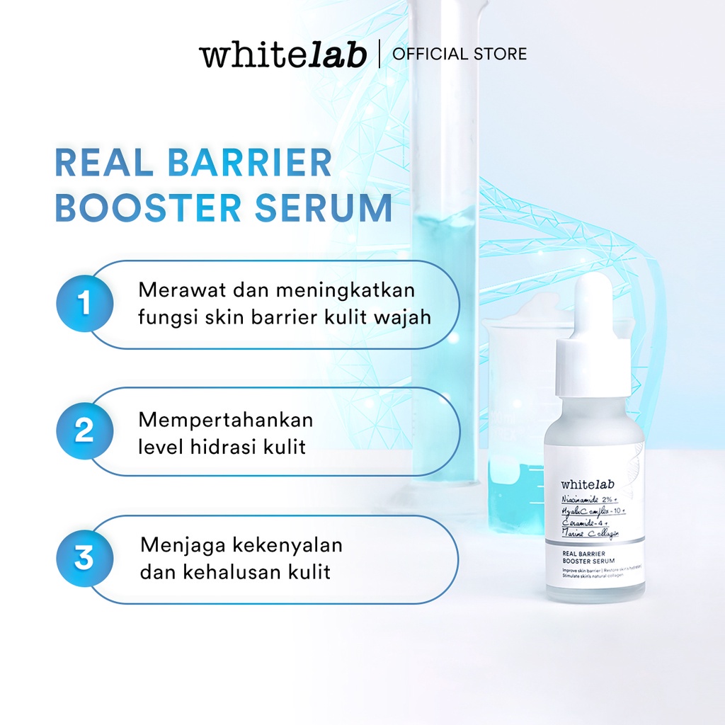 ❤️ Cloudy ❤️ WHITELAB Real Barrier Booster Serum - Serum Kulit Kering Perkuat Skin Barrier Dengan Niacinamide, Ceramide &amp; Hyaluronic