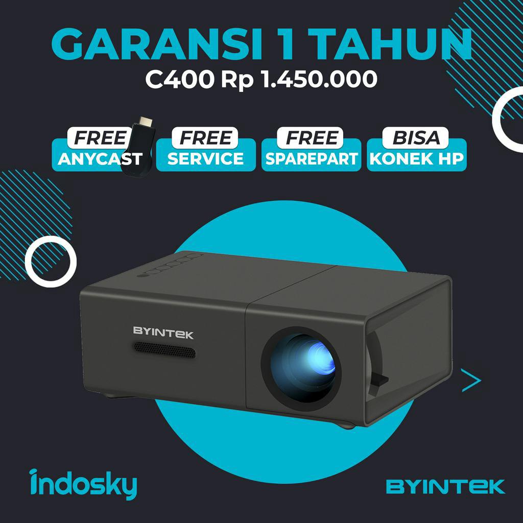 [GARANSI 1 TAHUN] C400 Byintek Proyektor | Proyektor Mini | Proyektor Mini Original | Mini Projector | Proyektor | Proyektor Portable | C400 Byintek | C400 Proyektor | Pusat Proyektor Indonesia | Indosky | Indosky Projector | Original Projector