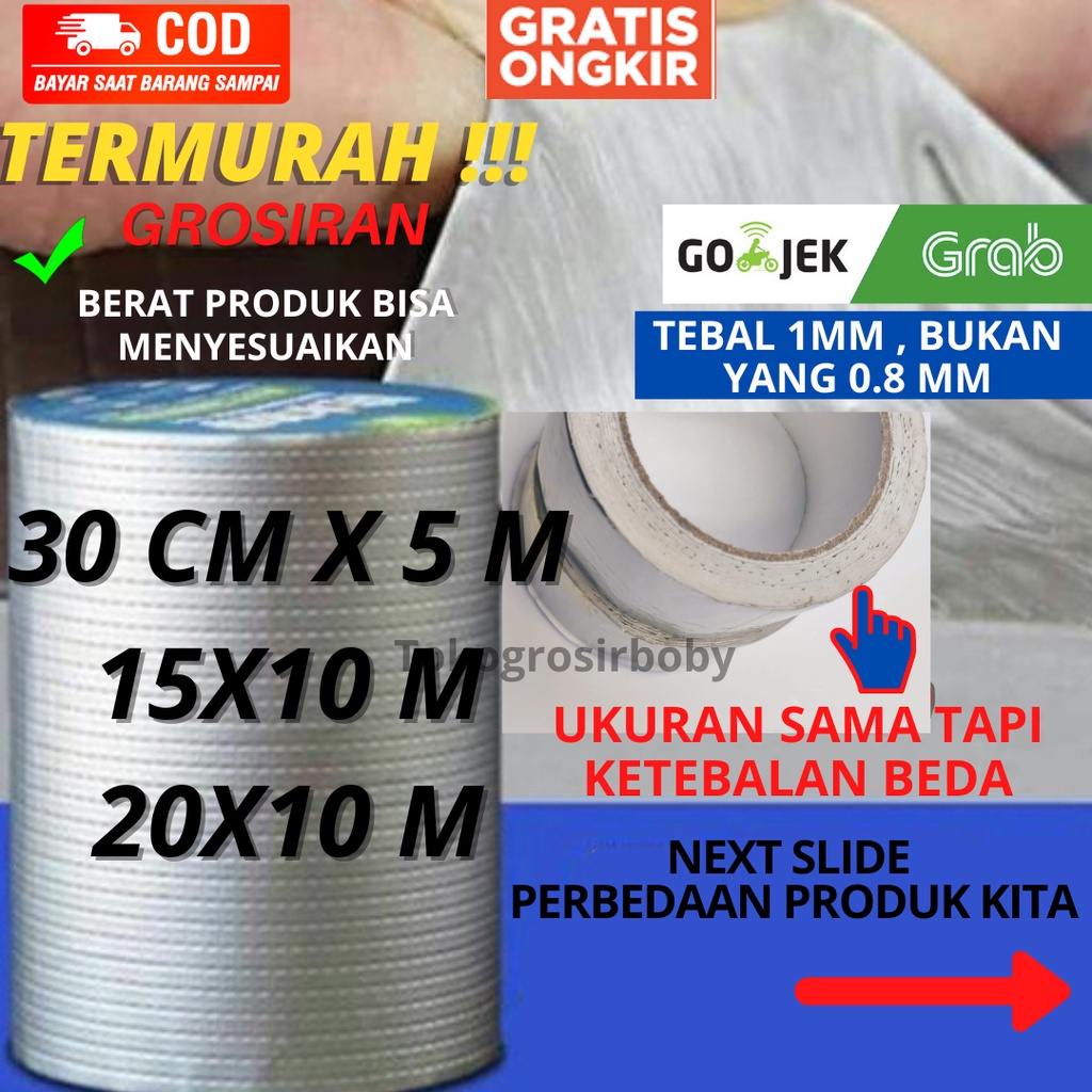 Lakban Anti Bocor Aluminium Alumunium Foil Tape Anti Bocor Butyl Teroof Tahan Panas Ukuran Besar