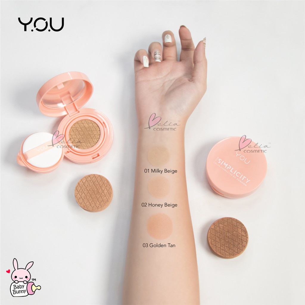 ❤ BELIA ❤ YOU The Simplicity Glowy CC Cushion (NEW PACKAGING) | Color Corrector CC Cushion Y.O.U Makeups (✔️BPOM)