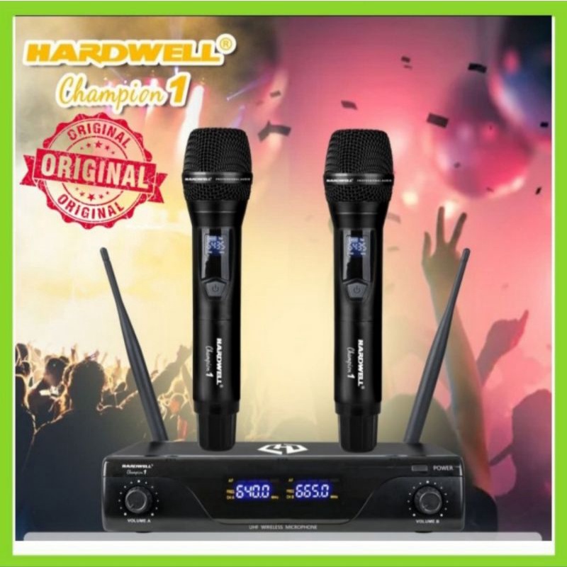 Mic Wireless HARDWELL CHAMPION1 Original Wirles Mikropon  Werles Mikrofon 2 Mik Pegang