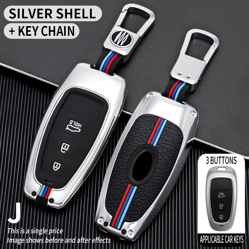 Casing Kunci Remote Mobil 5 7 Tombol Bahan Zinc Alloy Untuk Hyundai Sonata Nexo DN8 Santa Fe TM Tucson NX4 Staria Ioniq 2020-2021