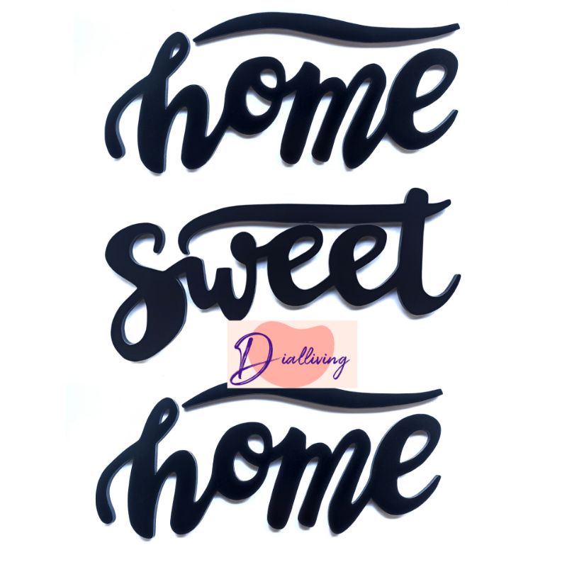 Dekorasi Dinding Tulisan Kayu Home Sweet Home Tinggi 15cm