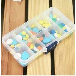 Tempat Obat 10 Sekat Pill Case Kotak Kancing Manik Multifungsi