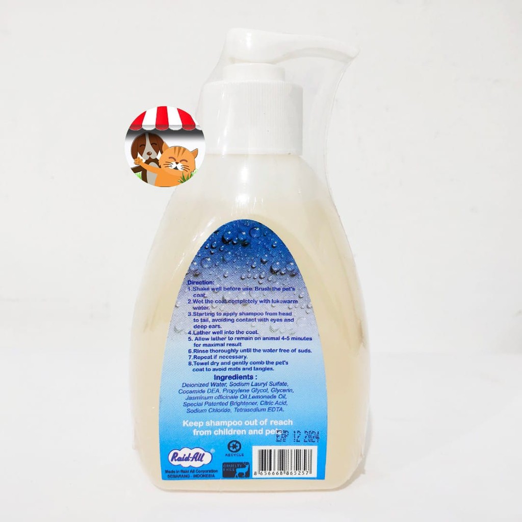 Shampoo Anjing - Raid All Sanitiser Bright and Shiny Whitening- 250 ML