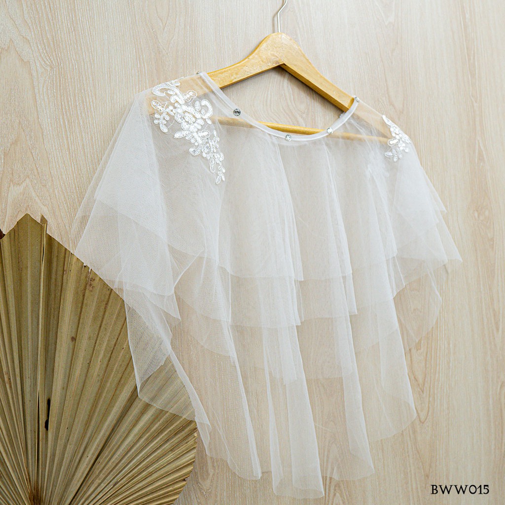 [READY STOCK] BOLERO PESTA LACE AKSESORIS PENGANTIN BROKAT KOREA PUTIH BWW015