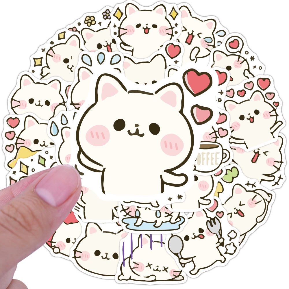 Neko kucing stiker lucu kartun hewan peliharaan kitty Jurnal bahan phone case Air Cangkir Dekorasi t