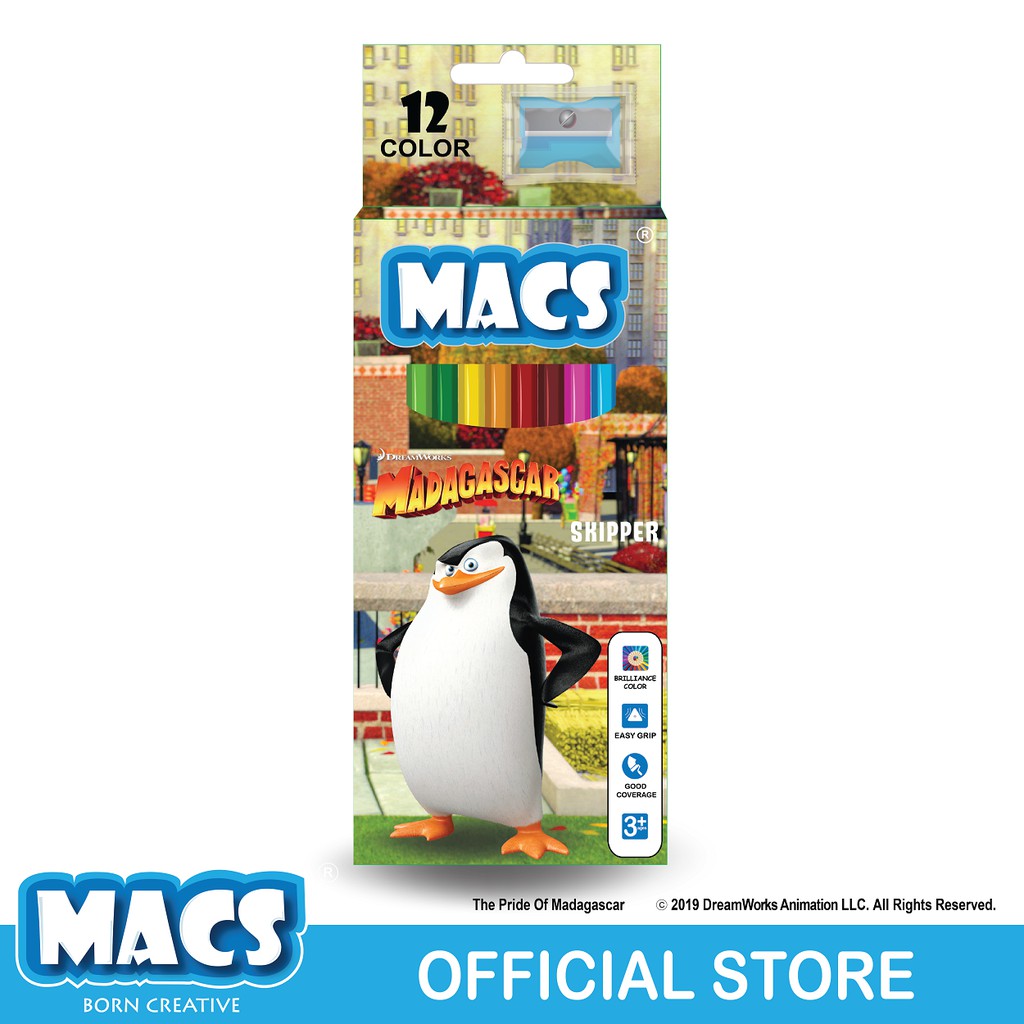 

MACS Pensil Warna Macs Madagascar 12 color pencils the penguins - Skipper