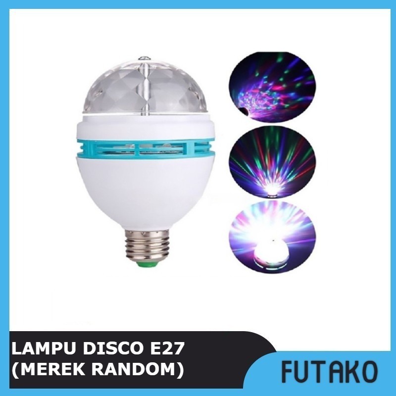 FUTAKO Lampu DISCO LED Fitting tumblr mini otomatis disko warna warni RGB merek random