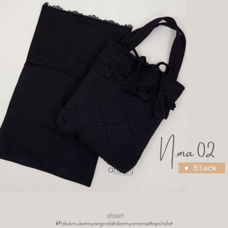 Mukena Mewah Ahsani N.ma 02 Black Mukena Bentuk Baju Mukena Wanita Mukena Original Ahsani  Modern Premium Jumbo Mukena Dewasa Muslim Terbaru 2022 Elegan Nyaman Eksklusif