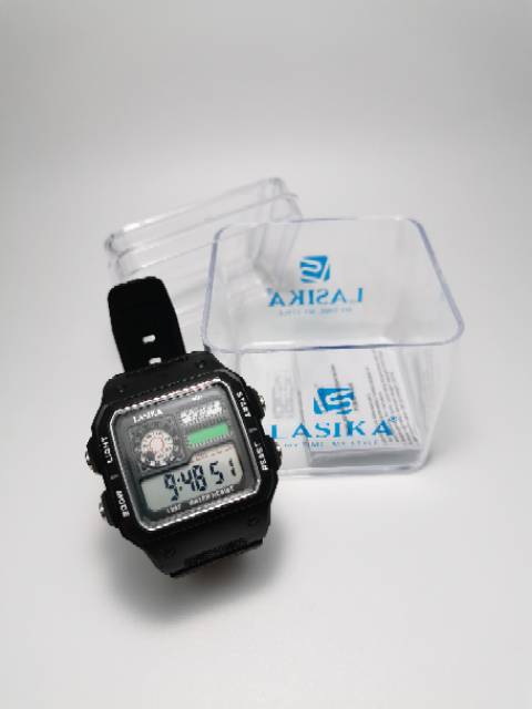 Jam tangan digital model segi petak Sporty water Resist Lasika 897