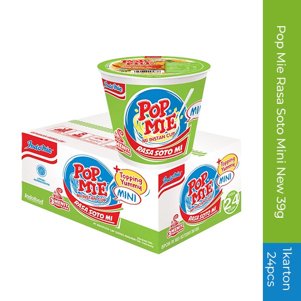 

POP MIE MINI 1 KARTON RASA SOTO MIE ISI 24 CUP X 39 GRAM NEW TERBARU