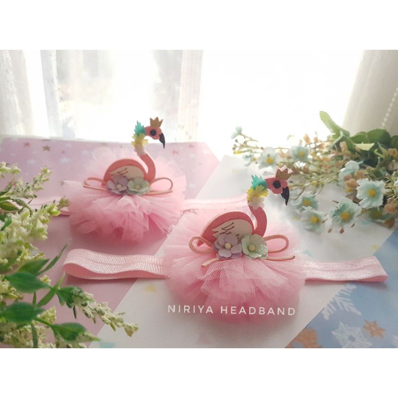 Bandana Bayi Flamingo / Bando Anak Flamingo / Jepit Anak Flamingo