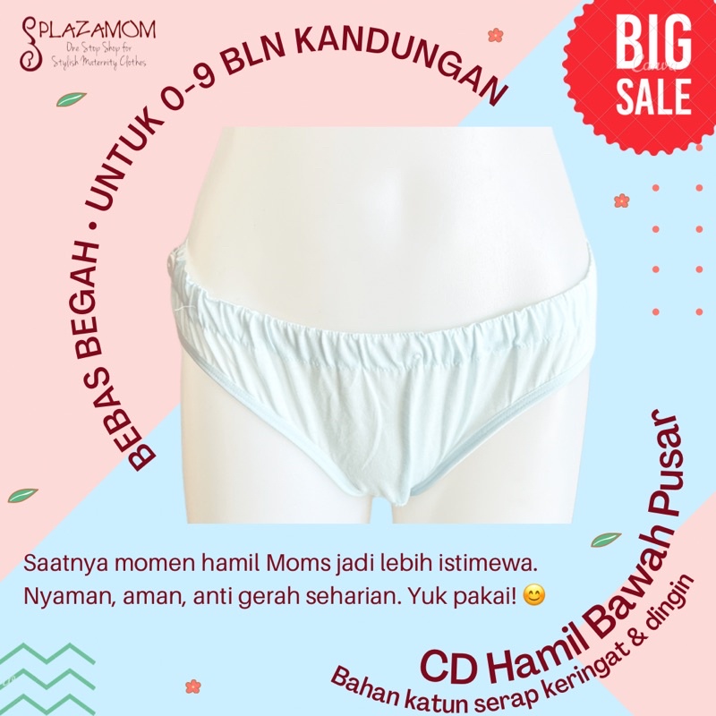 Celana Dalam hamil pregnant pregancy maternity pants panties bawah pusar mini bahan katun lembut dingin menyerap keringat anti begah dengan karet kancing di pinggang bisa untuk usia kandungan 0-9 bulan bisa untuk non bumil juga