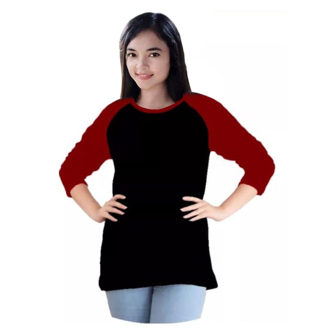 KAOS RAGLAN WANITA POLOS KAOS RAGLAN WANITA LENGAN 3/4, ATASAN WANITA/KAOS TRENDY