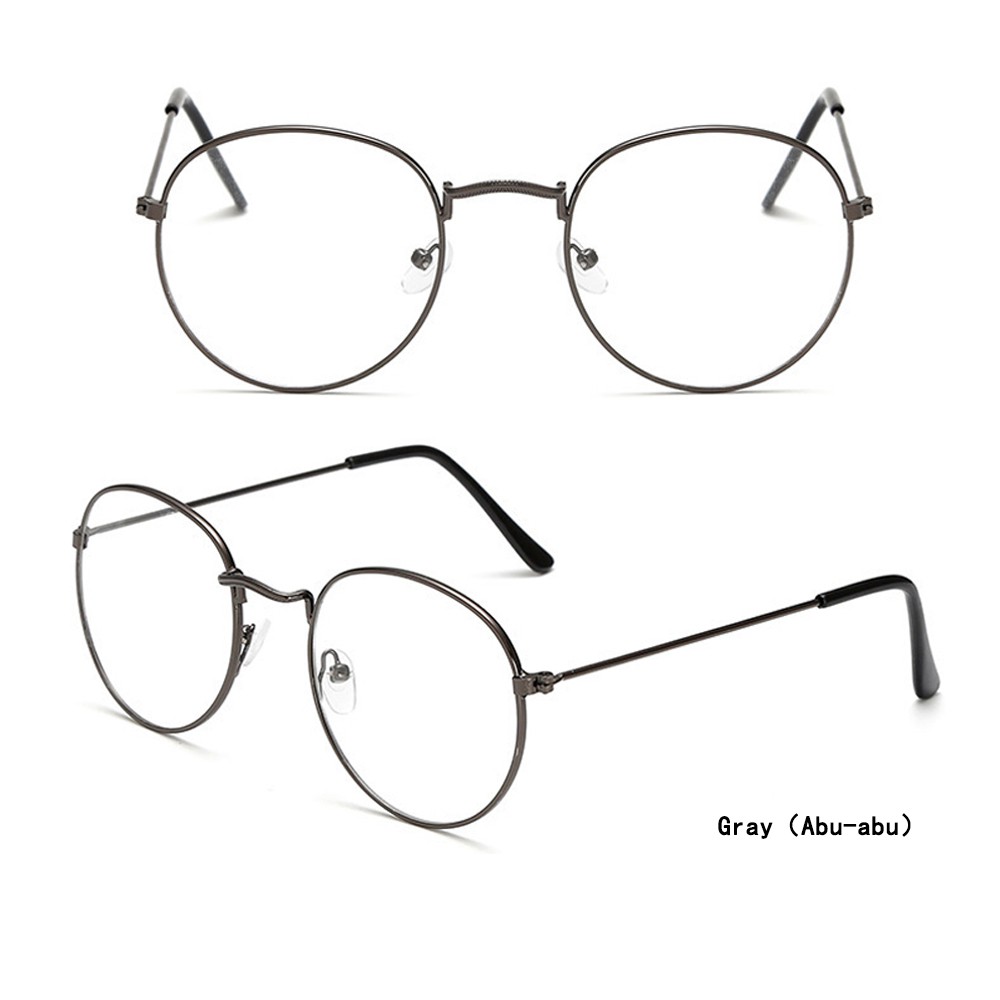 [Bayar di Tempat]Kacamata Wanita Lensa Rangka Transparan Retro Vintage Metal Frame Eyeglasses-HAILIE