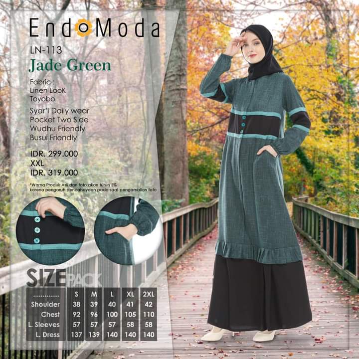TERBARU GAMIS ENDOMODA LN 113 JADE GREEN DISKON