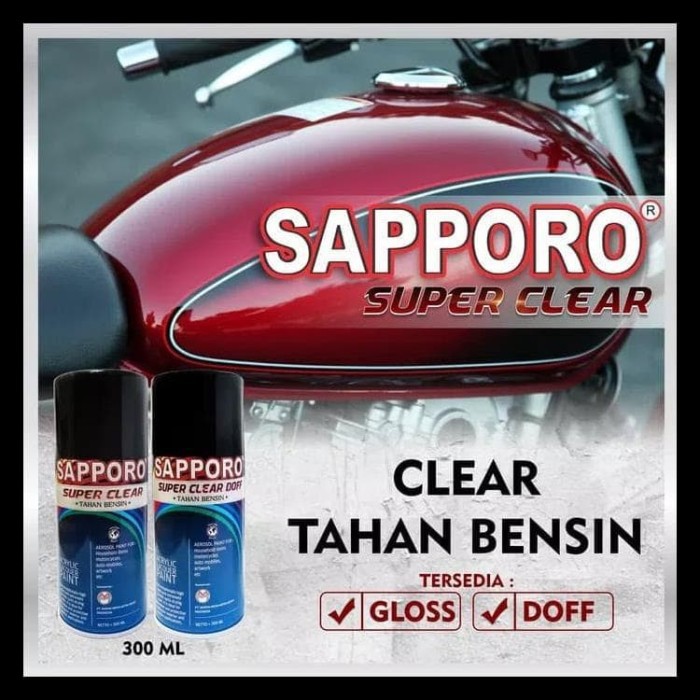 Cat Semprot Sapporo Spray super clear gloss 7530 / sapporo spray 300 ml / Vernis Tahan bensin