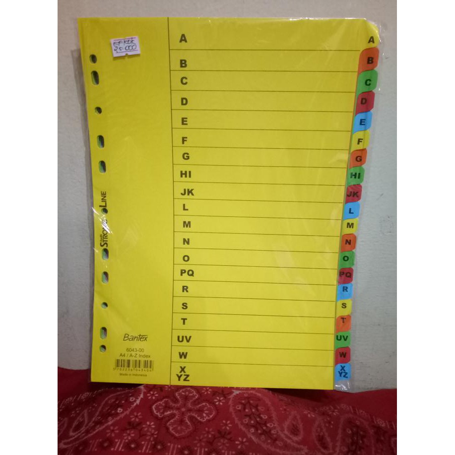 

BEST SELLER Pembatas File Kertas Dokumen Bantex Cardboard Divider A4 - 20 Page A-Z TERJAMIN