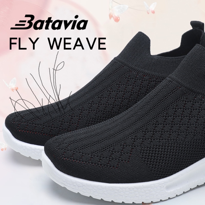 (COD)Batavia Sepatu Fashion Shoes baru sepatu wanita olahraga rajut premium bernapas sepatu joging luar ruangan N5