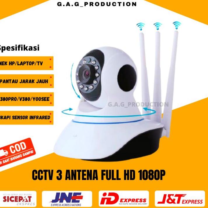 Sangat Nyaman.. ip camera cctv 3 antena V380 bisa pantau jarak jauh