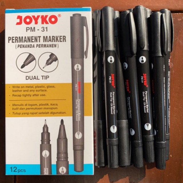 

( 1pcs ) Spidol + Pulpen 2 kepala / dual tip Pm-31 / Pm -32 Pm31 Pm32 Joyko hitam dan biru