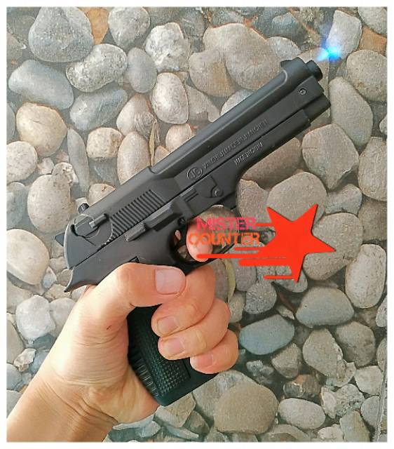 PISTOL KOREK API BESI MODEL BARETTA HITAM PLUS SARUNG / PISTOL KOREK FULL STEEL 608 LEATHER MACHINE