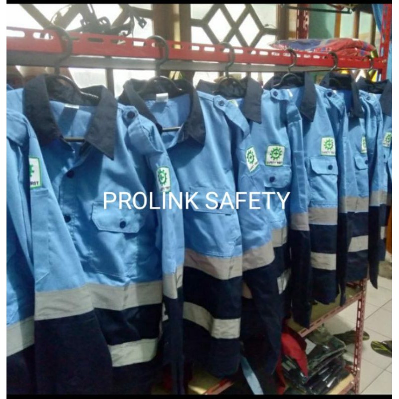 SERAGAM SAFETY PREMIUM BIRU LANGIT KOMBINASI DONGKER