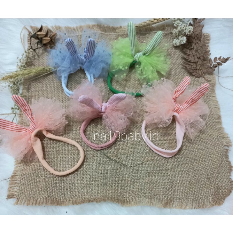 Headband Baby BUNNY TILE Bandana Nyilon Bayi Kelinci