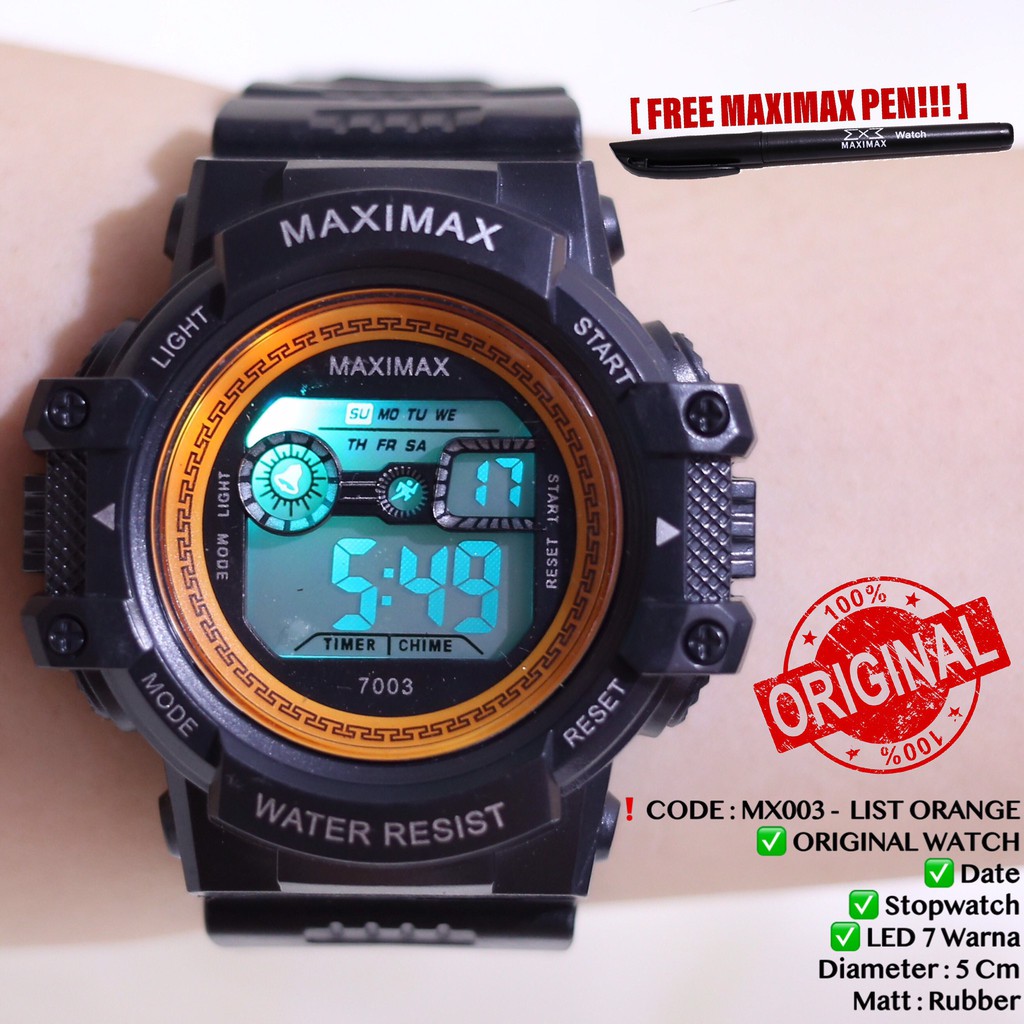 Jam tangan digital pria wanita FREE PUPLEN MAXIMAX model gshock LED watch MX7003