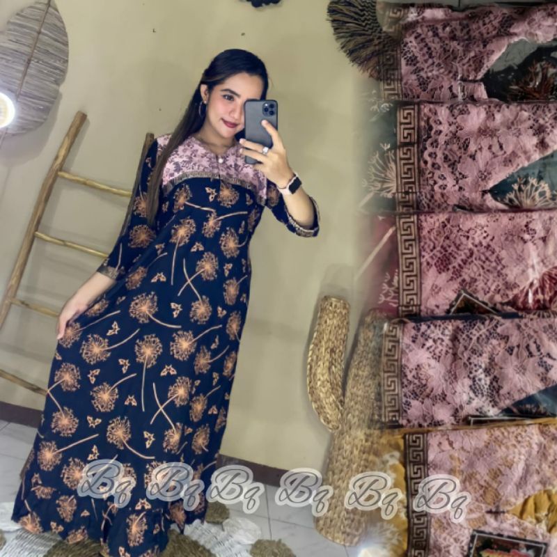 daster renda brukat arab long sultan busui jumbo kekinian motif kembang api murah terbaru sematakaki