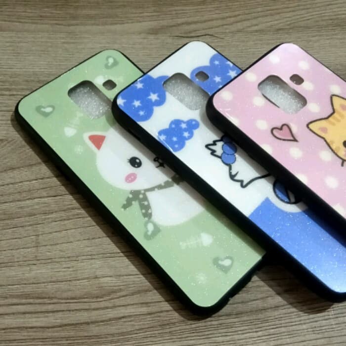 SAMSUNG J8 2018 FUSE GLASS CUTE CAT CASE MOTIF CUTE CAT J8