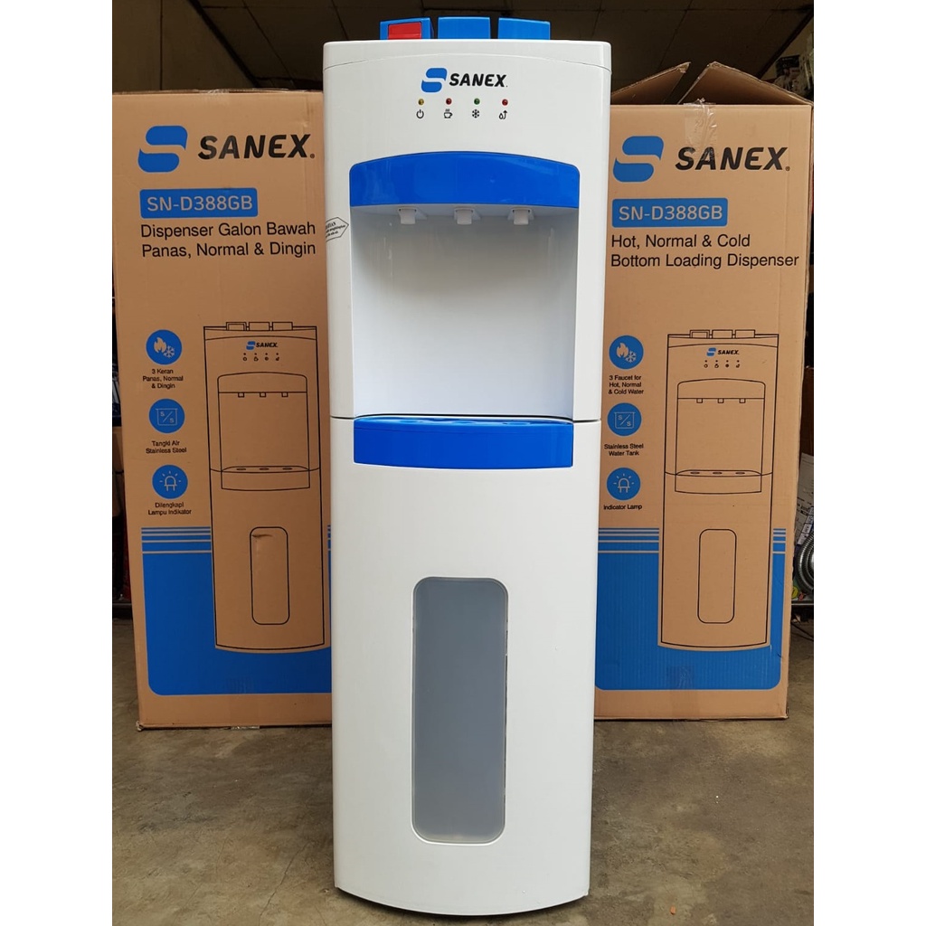 SANEX Dispenser Galon Bawah Hot, Normal, &amp; Cool SN-D388GB / SN D 388 GB Panas, Normal, dan Dingin