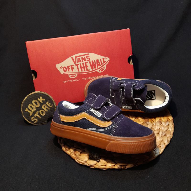 sepatu Vans anak navy gum velco size 17-35 real pict